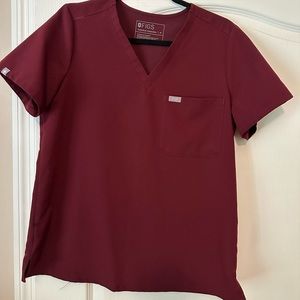 Figs Catarina Scrub Top Medium Garnet Maroon